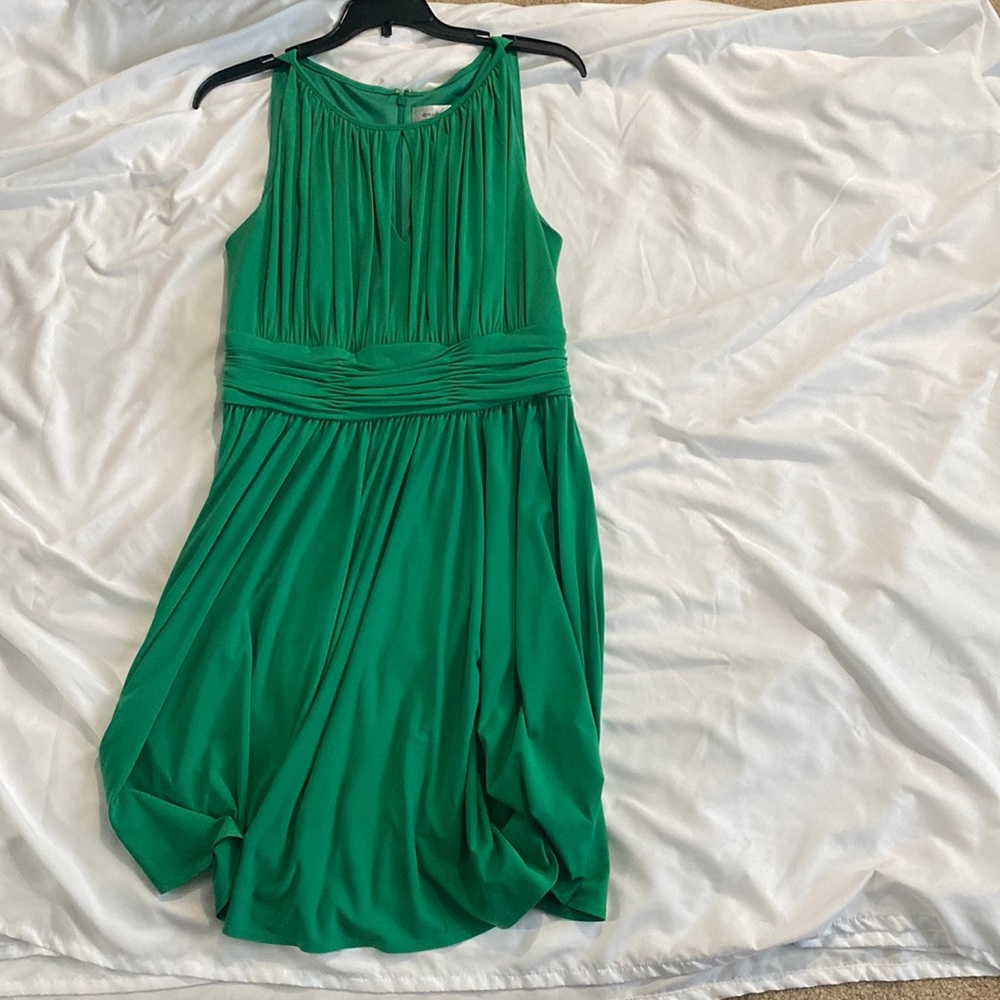 Green knee length dress